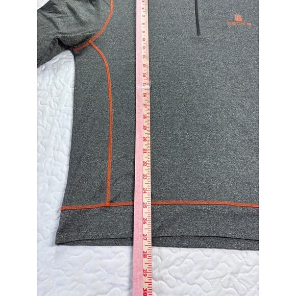 Becks Men’s Grey Orange Quarter Zip Pull Over Athletic Sweater size large - Picture 6 of 7